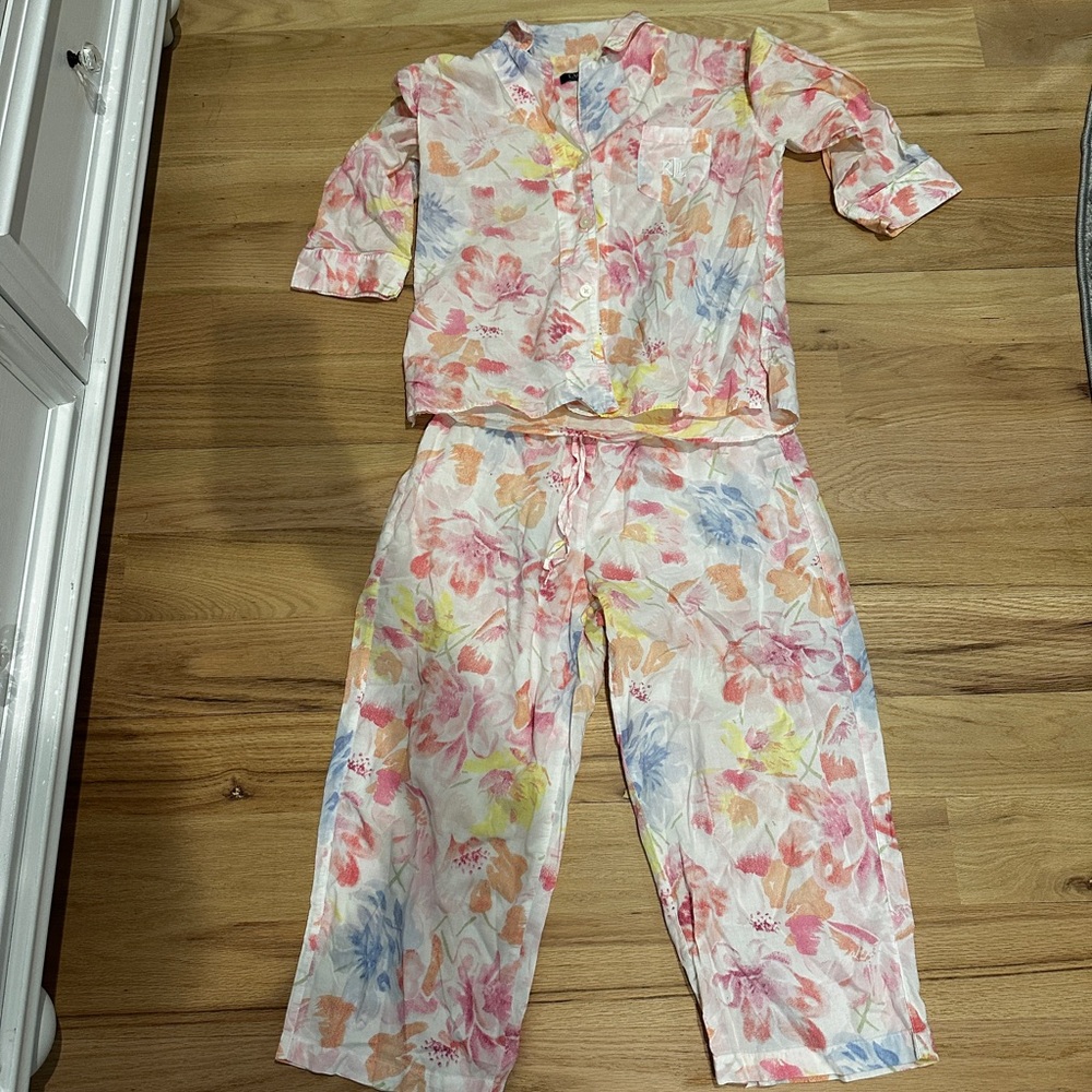 RALPH LAUREN Floral Pajamas Set sz M NWOT